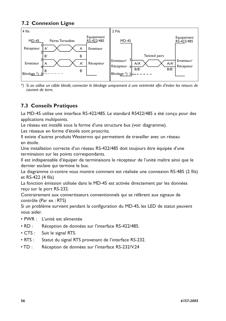 2 connexion ligne, 3 conseils pratiques | Westermo MD-45 User Manual | Page 56 / 60