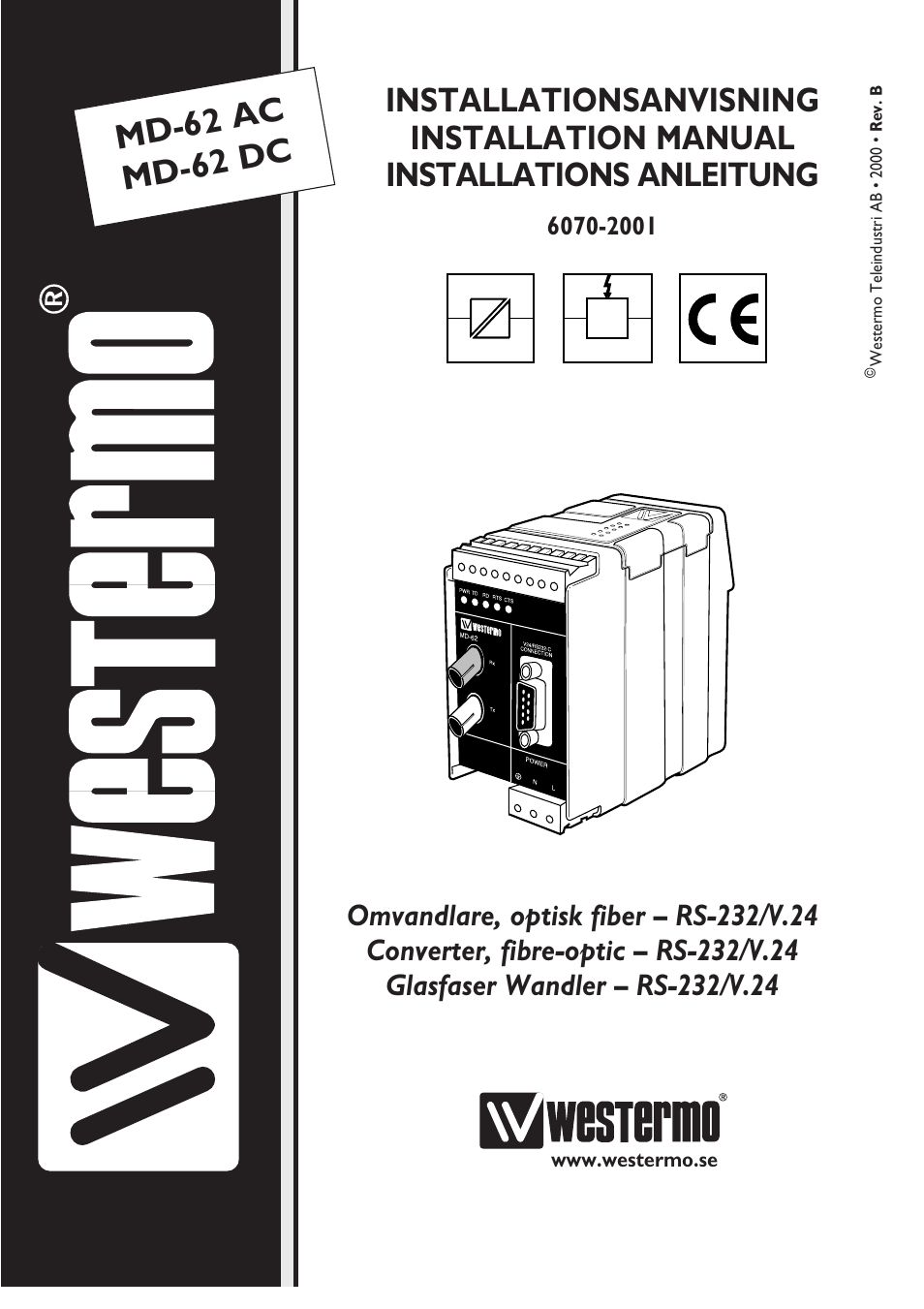 Westermo MD-62 User Manual | 8 pages