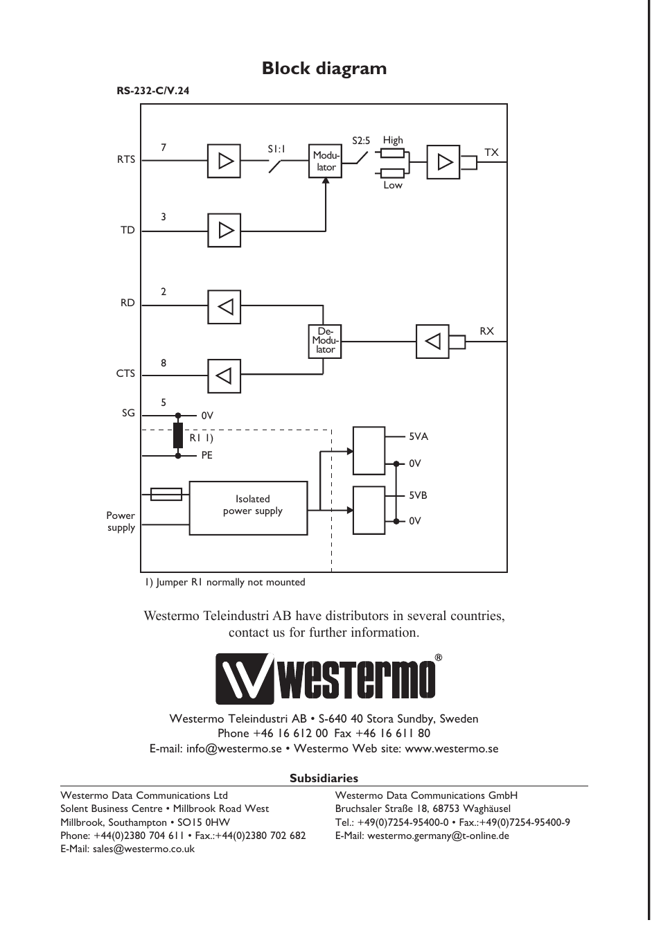 Block diagram | Westermo MD-62 User Manual | Page 8 / 8