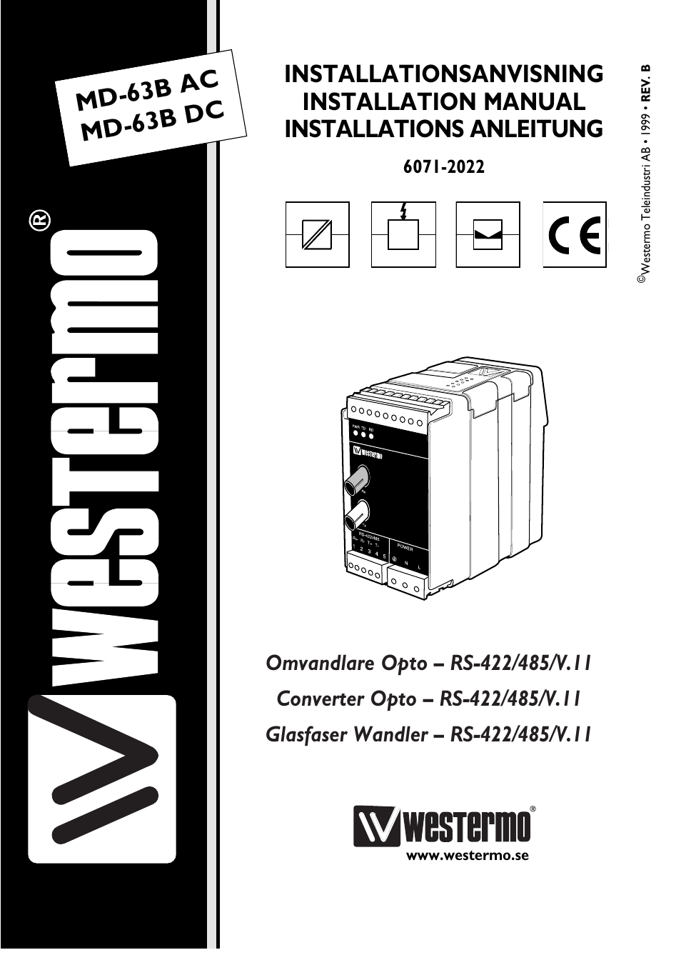 Westermo MD-63 B User Manual | 8 pages