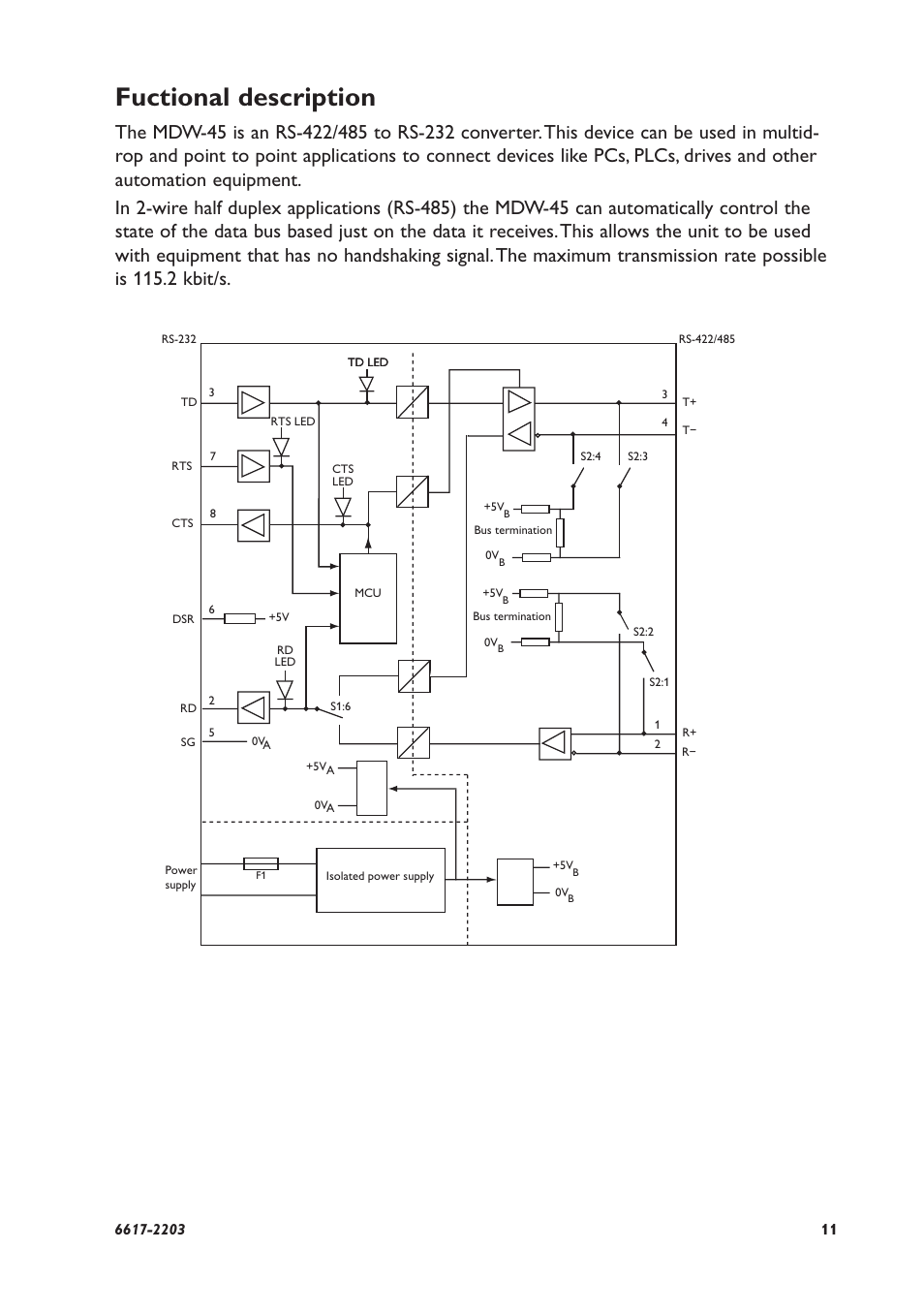 Fuctional description | Westermo MDW-45 User Manual | Page 11 / 20