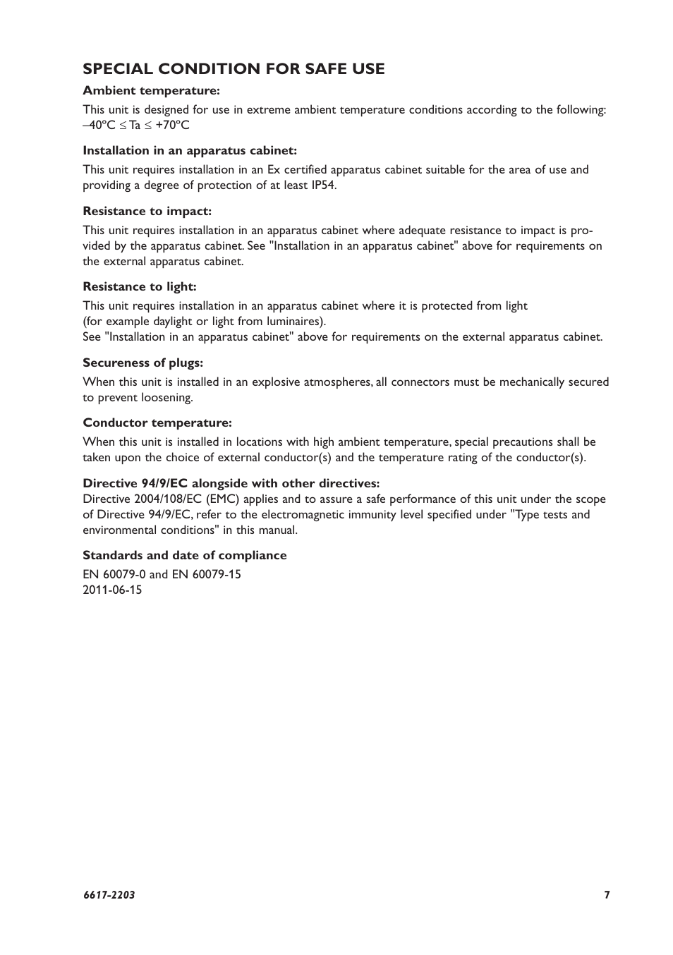 Special condition for safe use | Westermo MDW-45 User Manual | Page 7 / 20