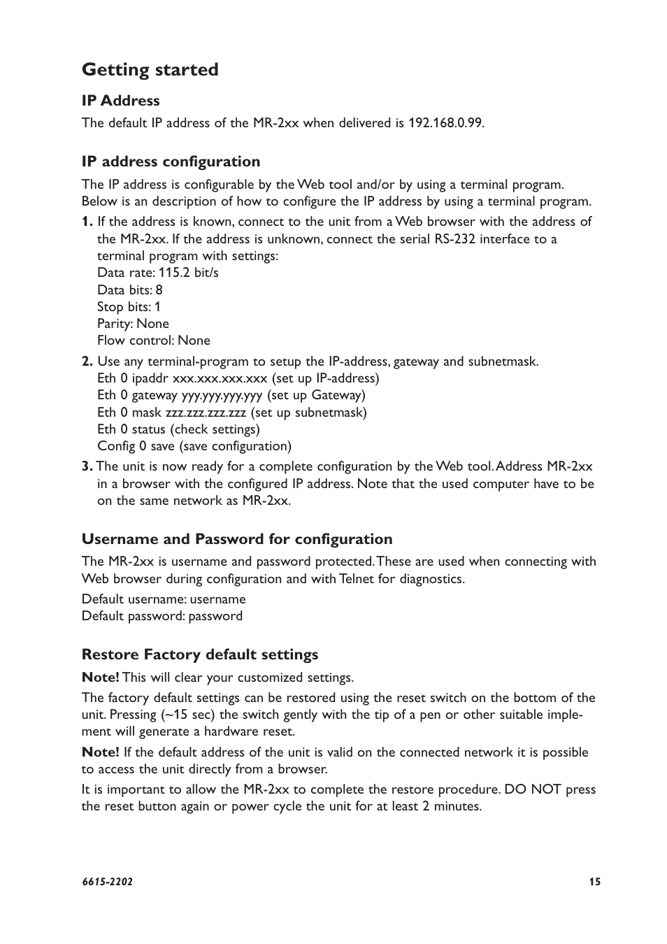 Getting started | Westermo MR-200 User Manual | Page 15 / 20