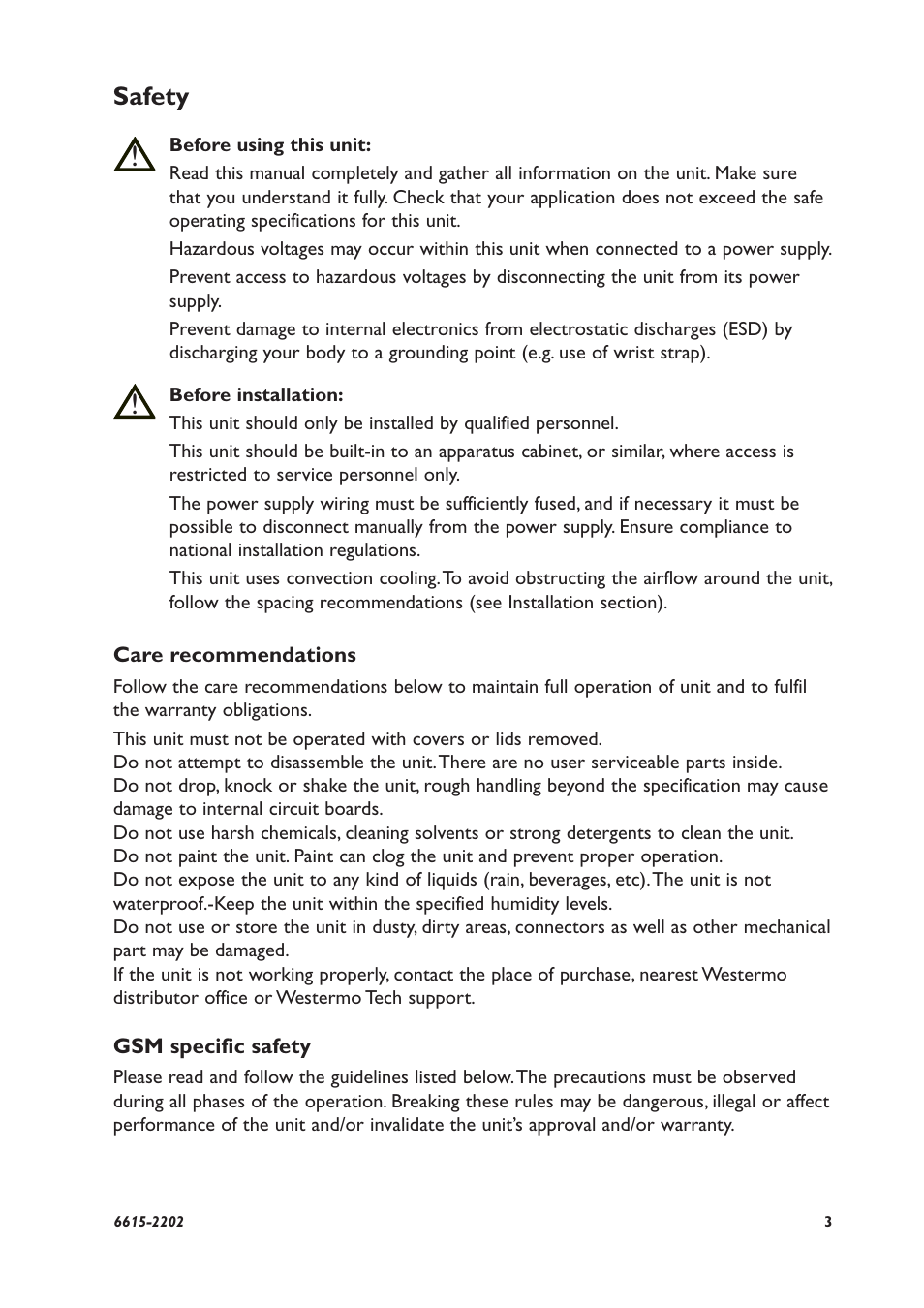 Safety | Westermo MR-200 User Manual | Page 3 / 20