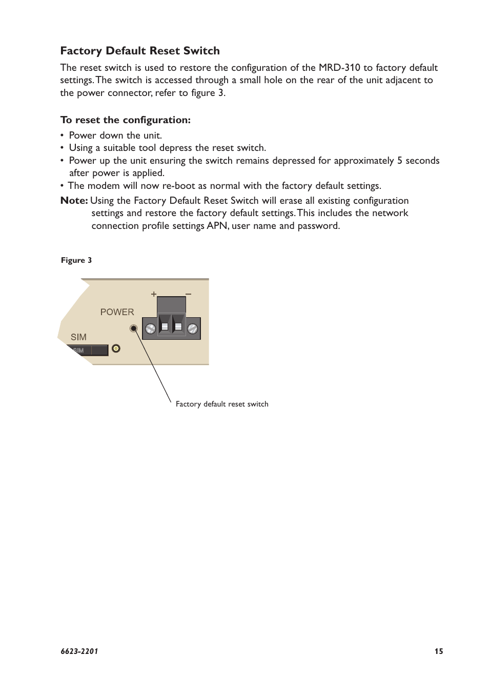 Factory default reset switch | Westermo MRD-310 User Manual | Page 15 / 28