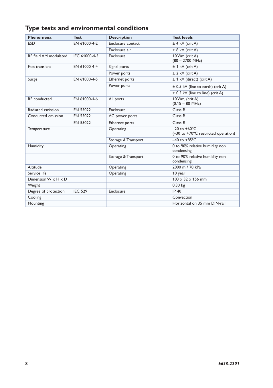 Type tests and environmental conditions | Westermo MRD-310 User Manual | Page 8 / 28