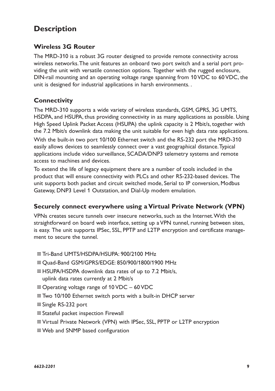 Description | Westermo MRD-310 User Manual | Page 9 / 28