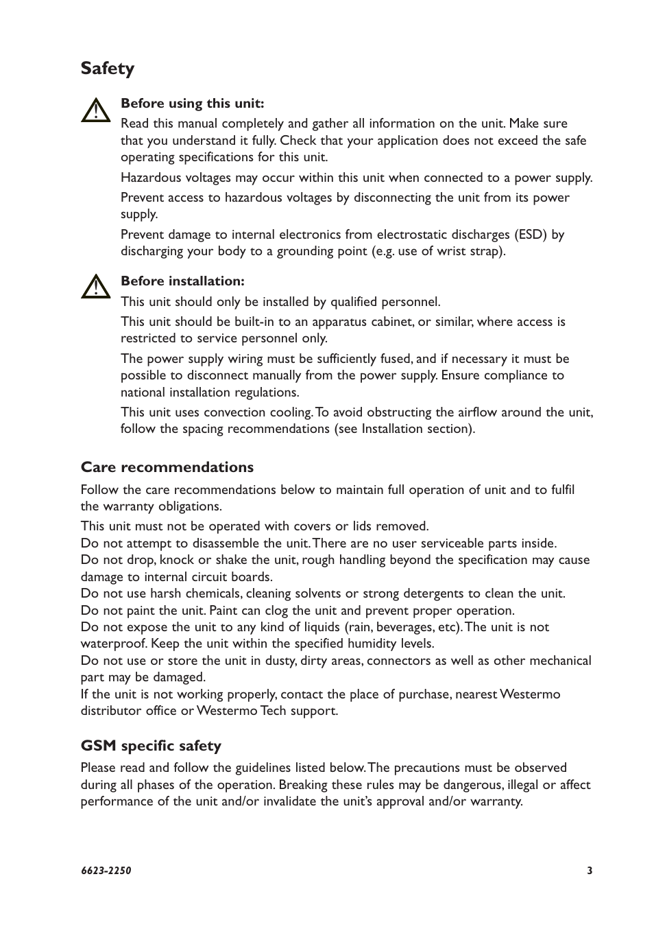 Safety | Westermo MRD-315 User Manual | Page 3 / 34