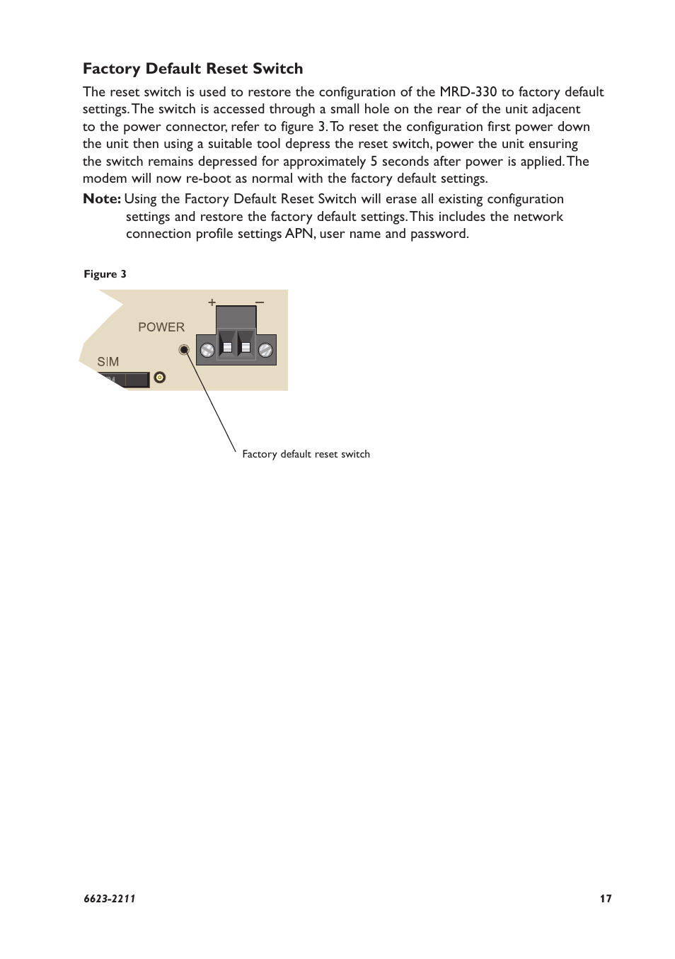 Factory default reset switch | Westermo MRD-330 User Manual | Page 17 / 32