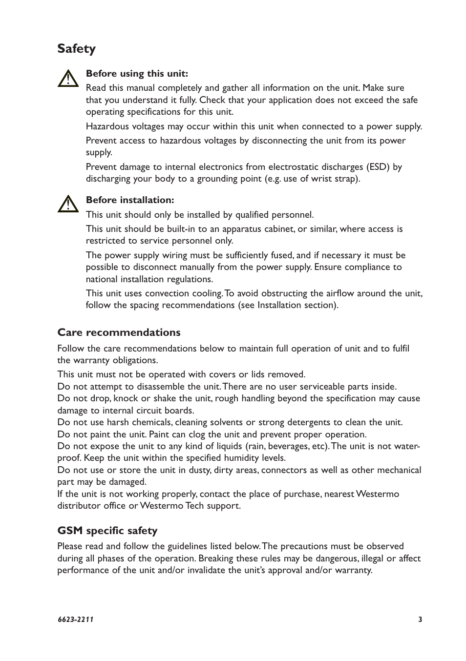 Safety | Westermo MRD-330 User Manual | Page 3 / 32