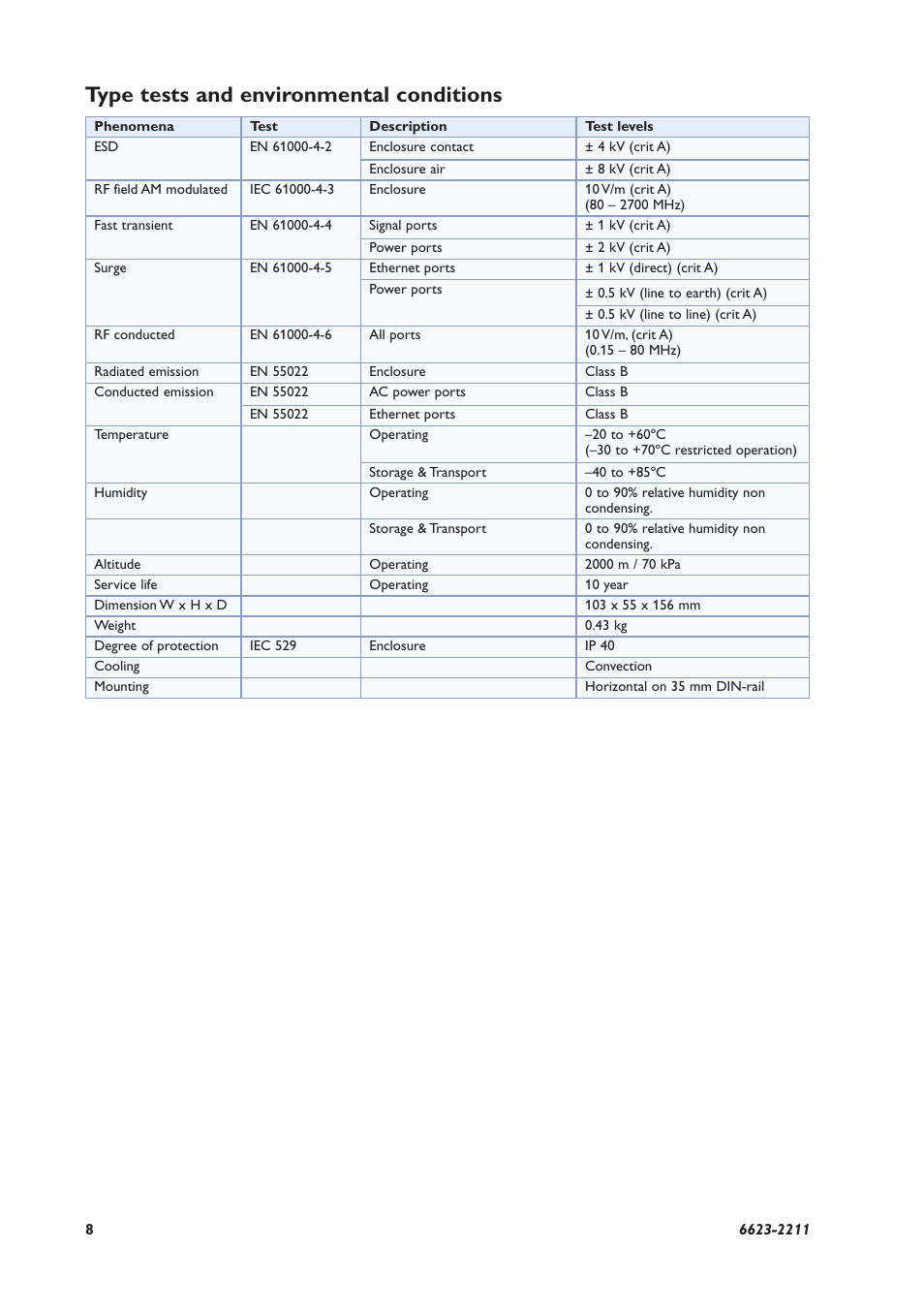 Type tests and environmental conditions | Westermo MRD-330 User Manual | Page 8 / 32