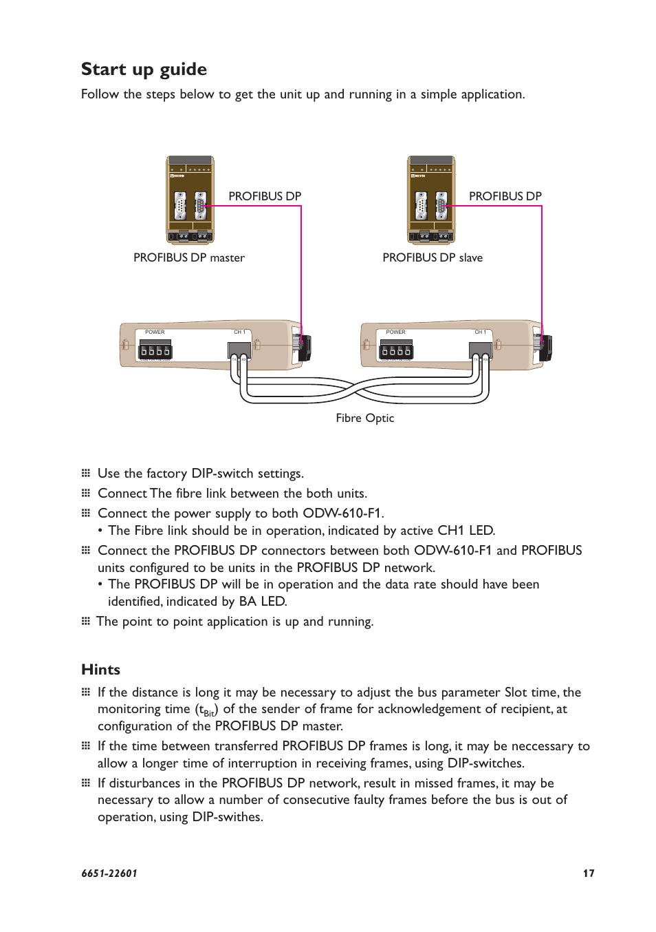 Start up guide, Hints | Westermo ODW-610-F1 User Manual | Page 17 / 20