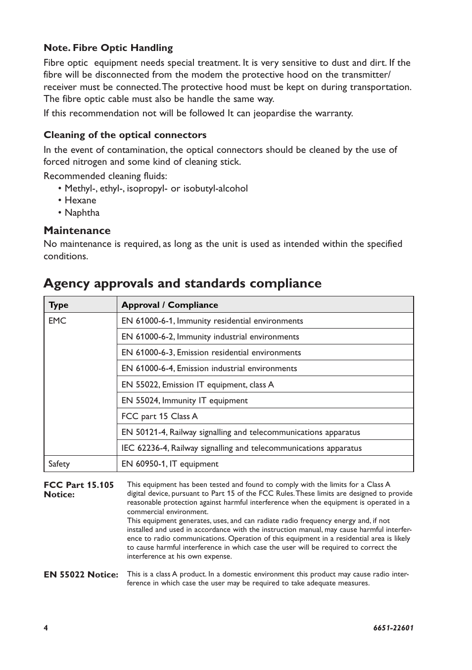 Agency approvals and standards compliance, Maintenance | Westermo ODW-610-F1 User Manual | Page 4 / 20