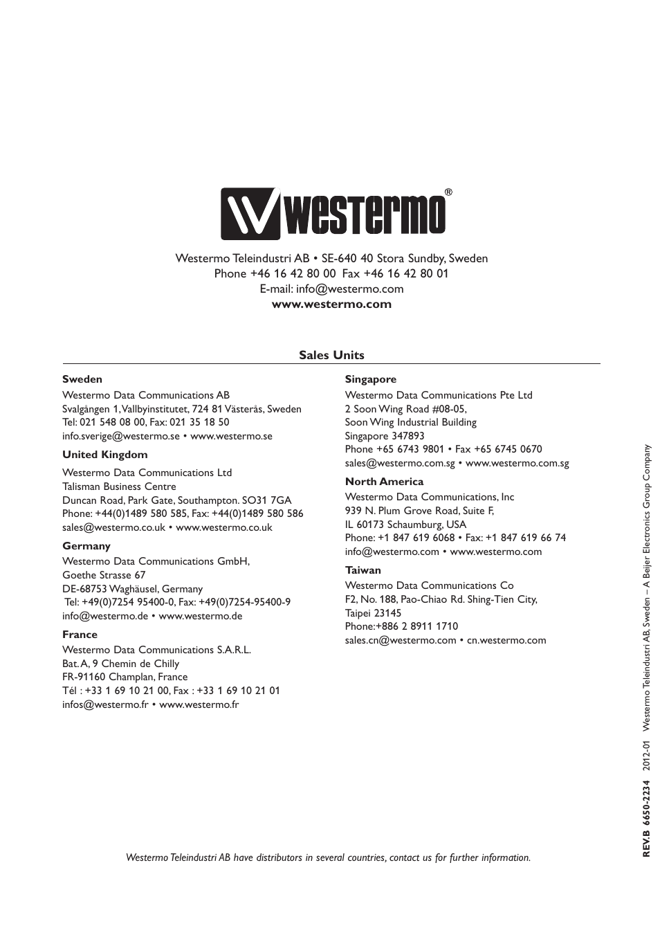 Sales units | Westermo ODW-622 User Manual | Page 28 / 28