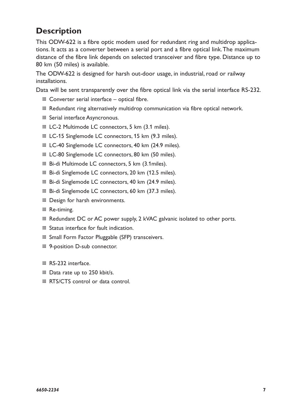 Description | Westermo ODW-622 User Manual | Page 7 / 28