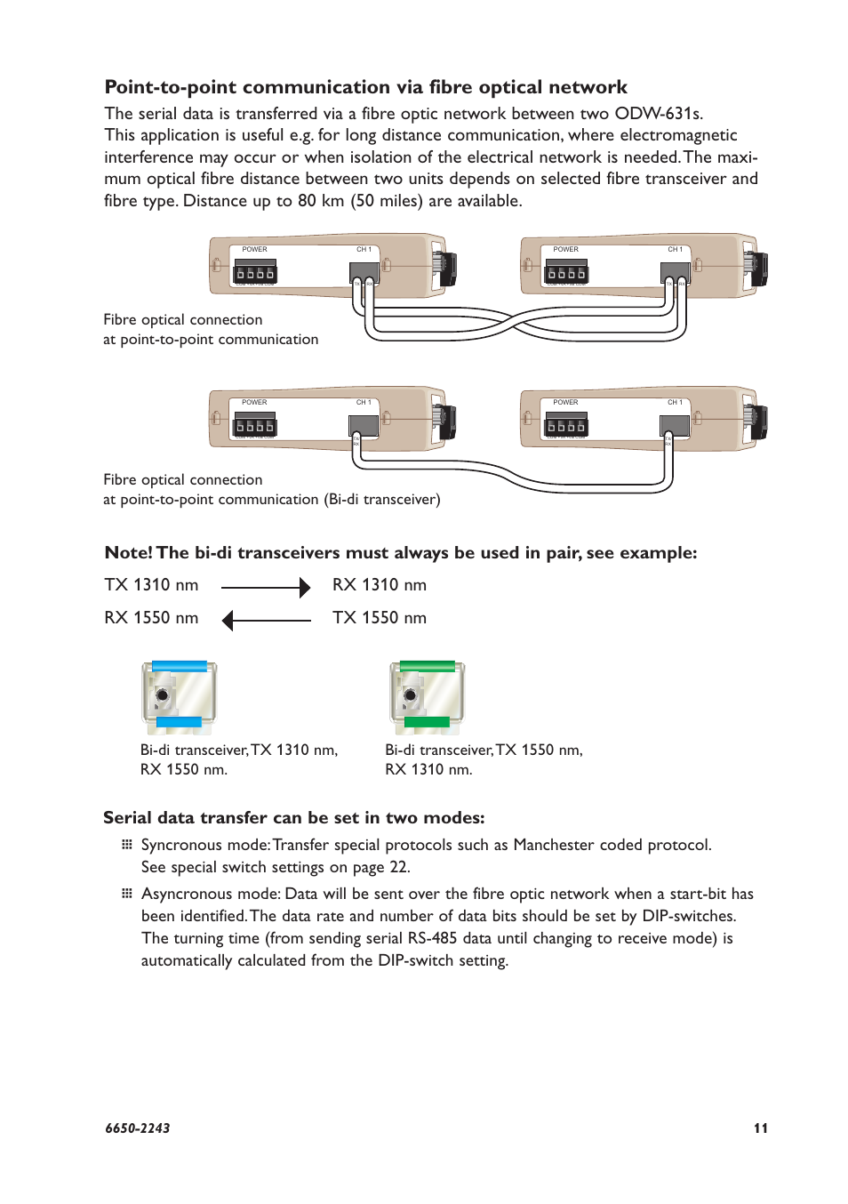 Serial data transfer can be set in two modes | Westermo ODW-631 User Manual | Page 11 / 26