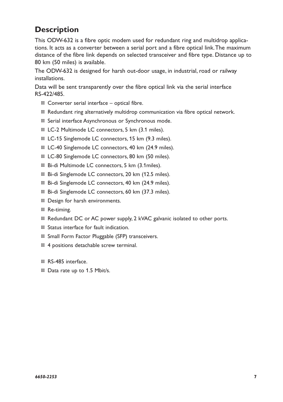 Description | Westermo ODW-632 User Manual | Page 7 / 28