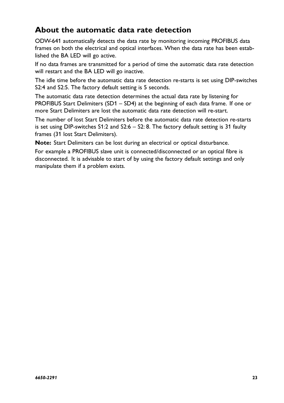 About the automatic data rate detection | Westermo ODW-641 User Manual | Page 23 / 28