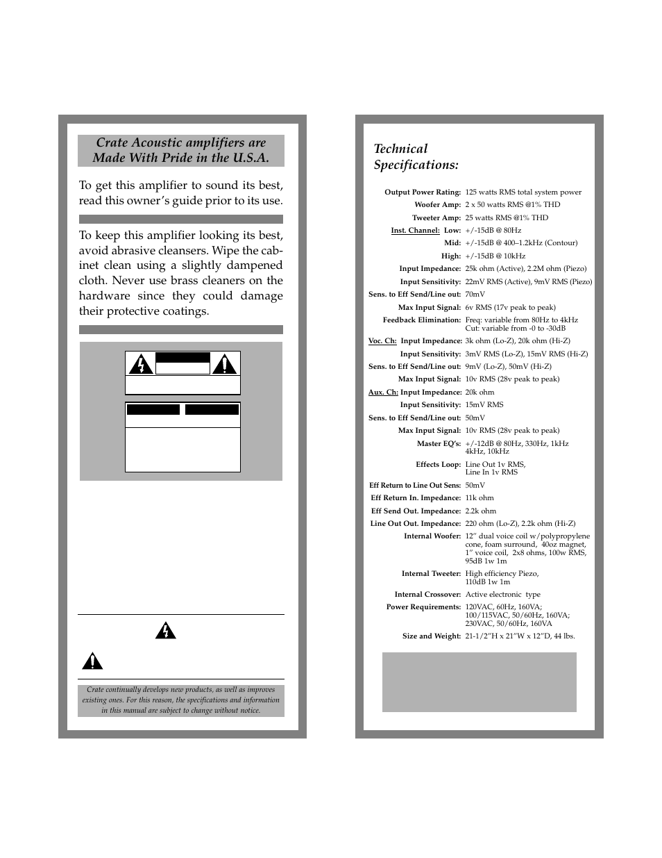 Crate Amplifiers CA112D User Manual | Page 3 / 6