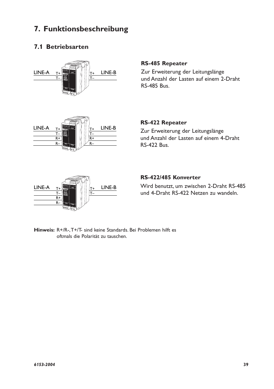 Funktionsbeschreibung, 1 betriebsarten, Line-a line-b | Westermo RD-48 User Manual | Page 37 / 56