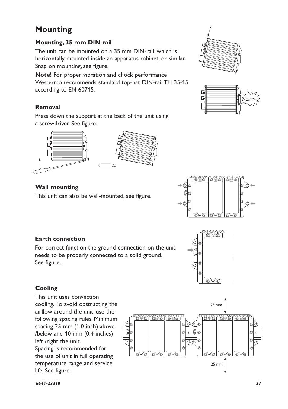 Mounting, 25 mm, Click | Westermo RFI-2xx User Manual | Page 27 / 32