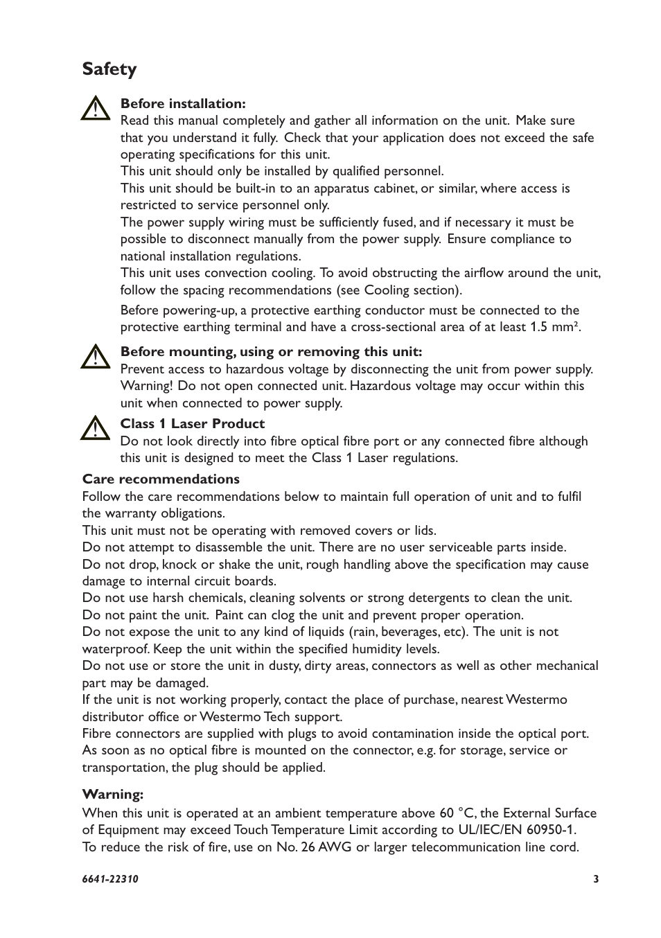 Safety | Westermo RFI-2xx User Manual | Page 3 / 32