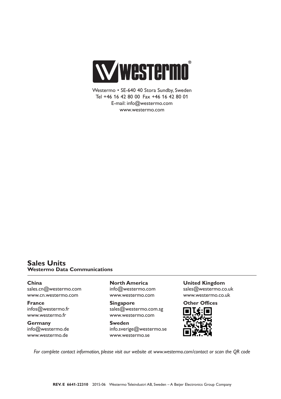 Sales units | Westermo RFI-2xx User Manual | Page 32 / 32