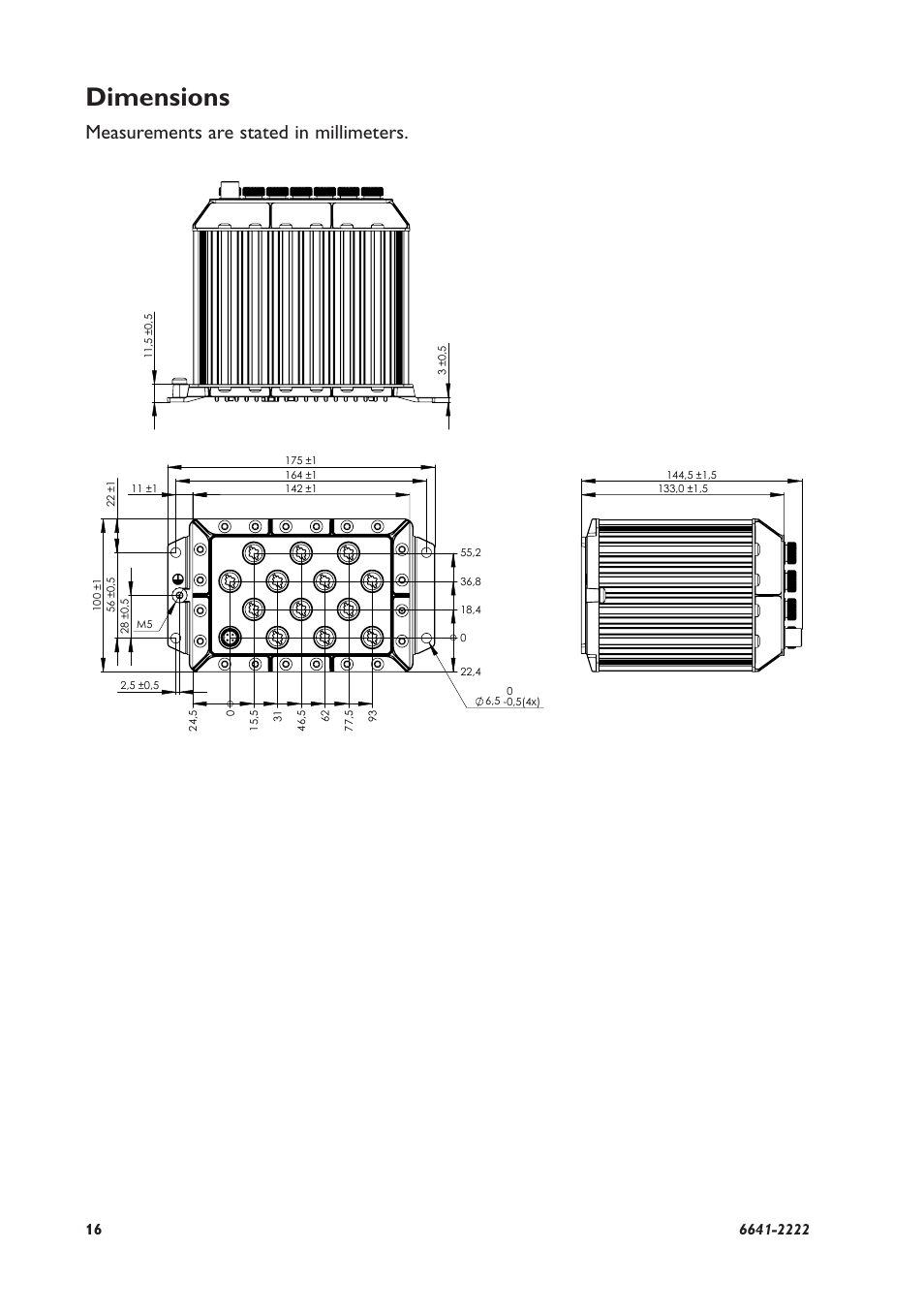 Dimensions, Measurements are stated in millimeters | Westermo RFR-12-FB User Manual | Page 16 / 20