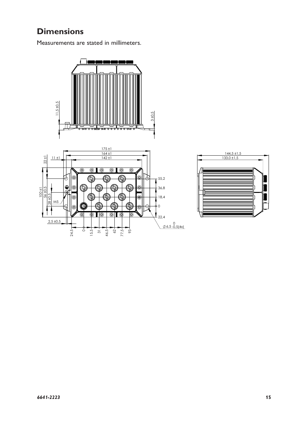 Dimensions, Measurements are stated in millimeters | Westermo RFR-212-FB User Manual | Page 15 / 20