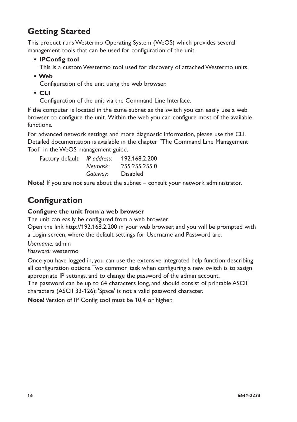 Getting started, Configuration | Westermo RFR-212-FB User Manual | Page 16 / 20