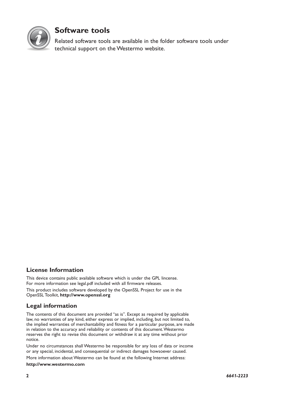Software tools | Westermo RFR-212-FB User Manual | Page 2 / 20