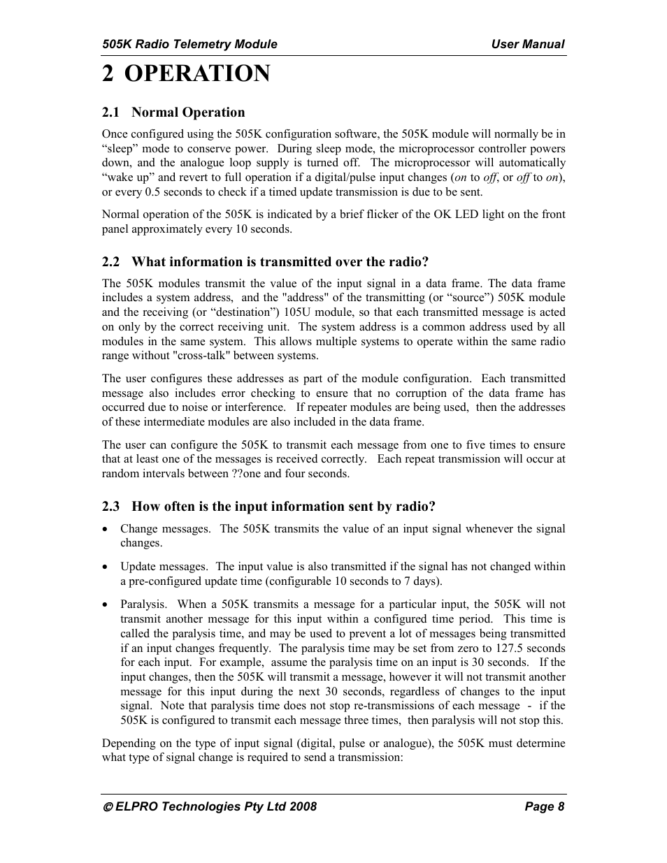 2 operation | Westermo RM-505U-K User Manual | Page 8 / 48