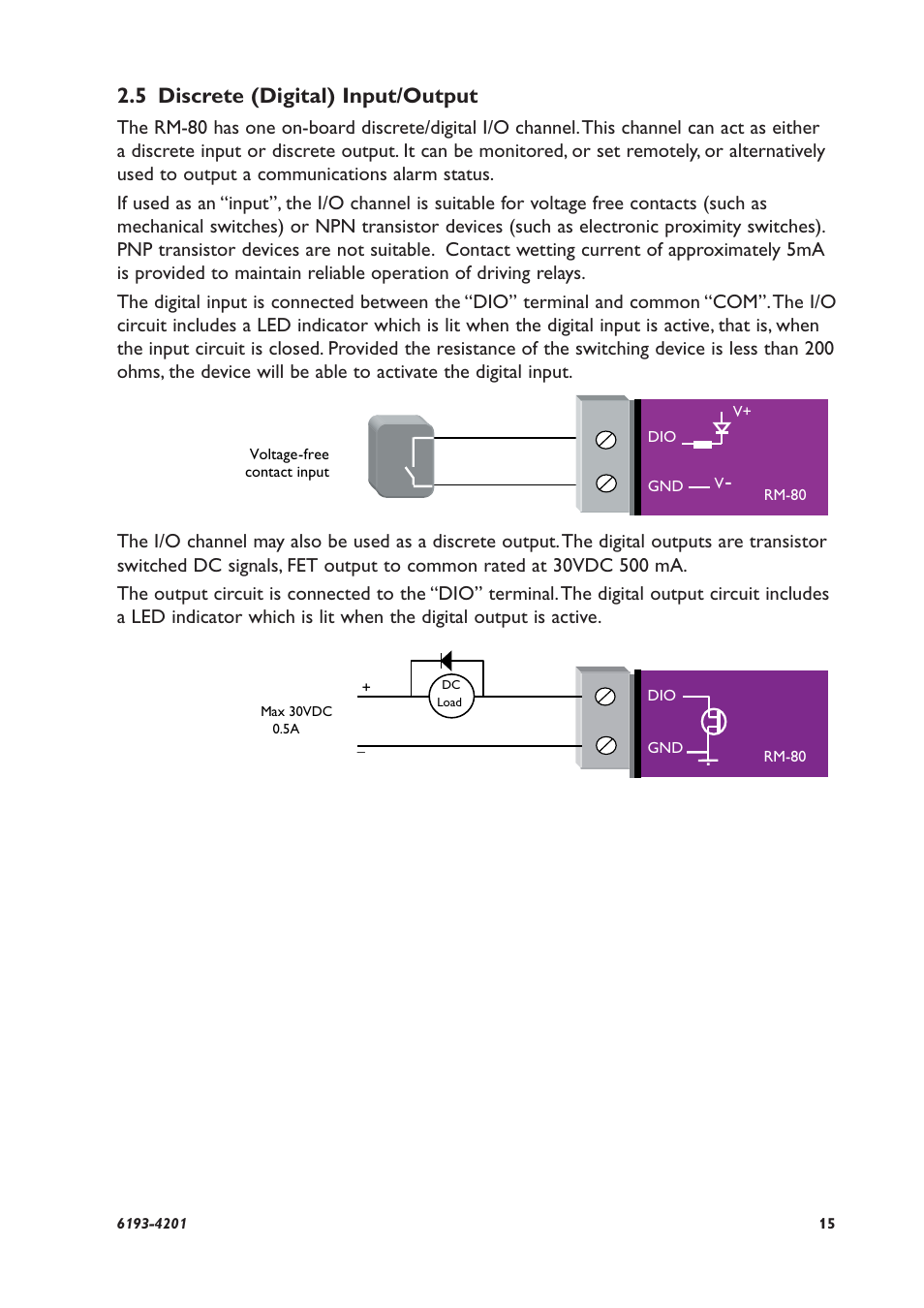 5 discrete (digital) input/output | Westermo RM-80 User Manual | Page 15 / 60