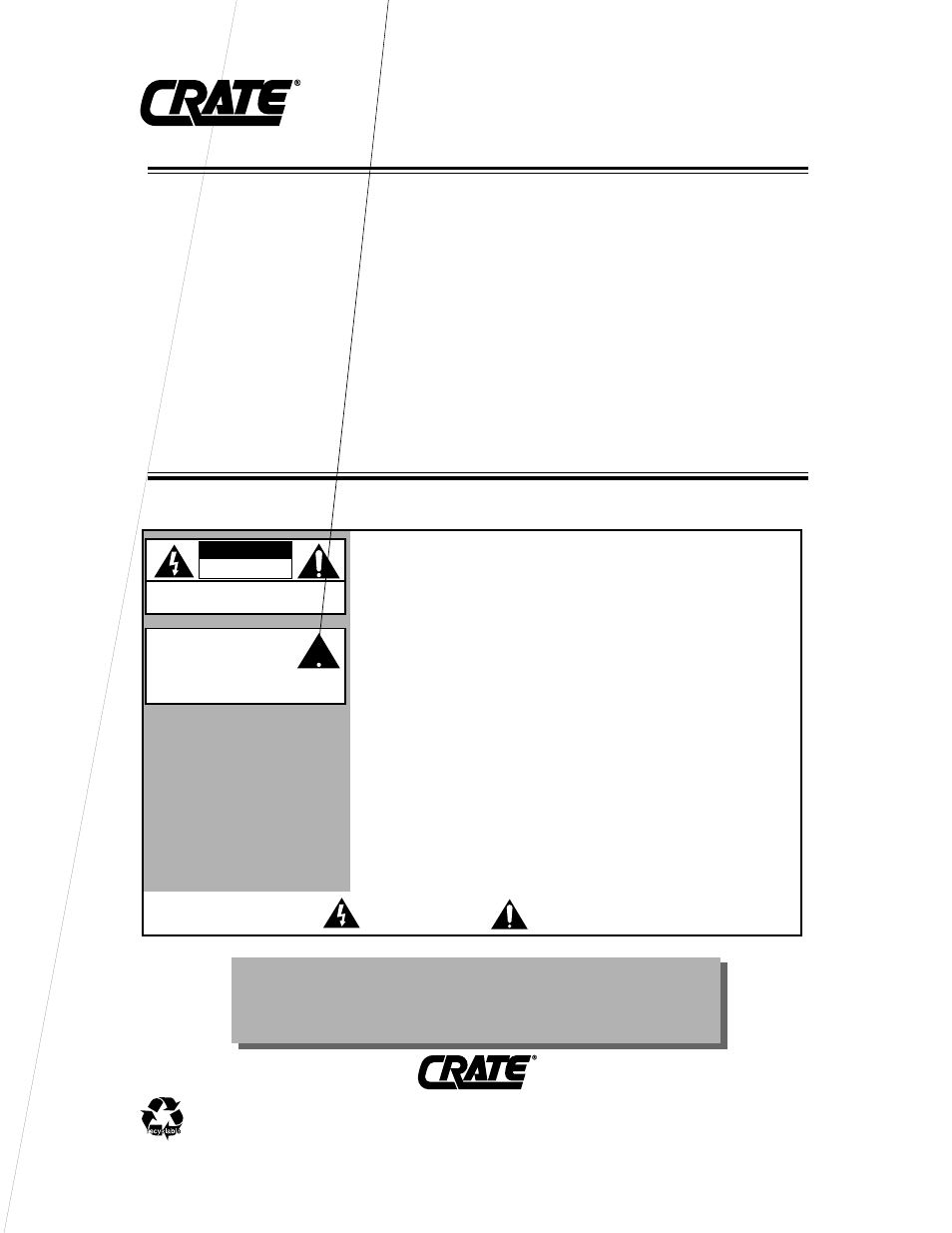 Gx-60d amplifier, Caution | Crate Amplifiers GX-60D User Manual | Page 6 / 6