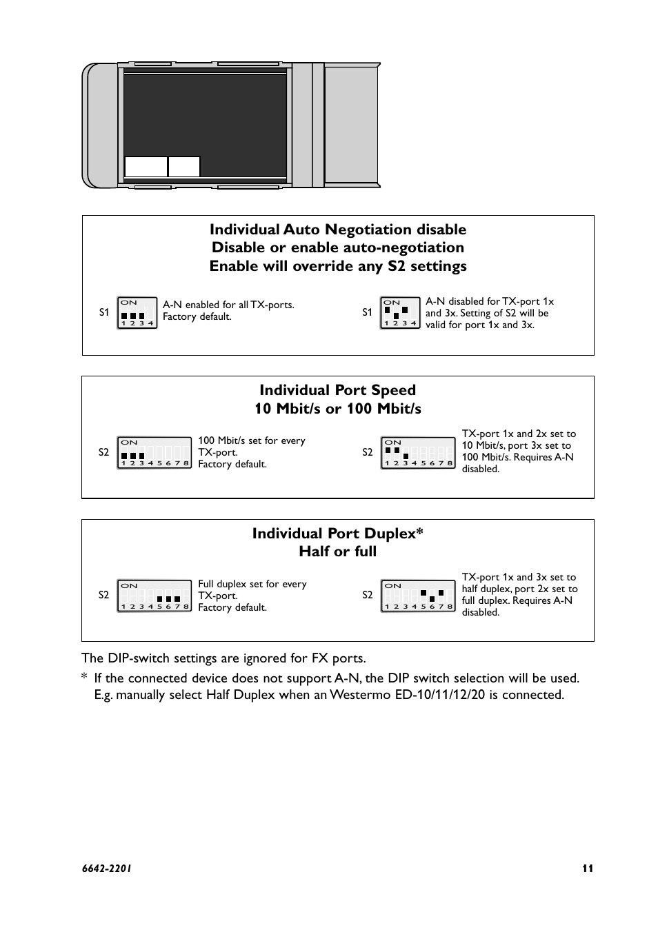 Individual port duplex* half or full | Westermo SD-300 User Manual | Page 11 / 16