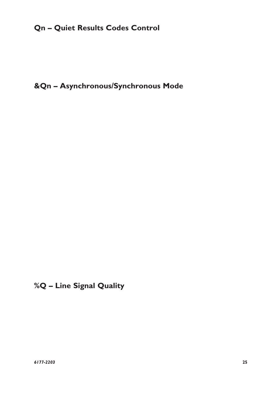 Qn – quiet results codes control, Qn – asynchronous/synchronous mode, Q – line signal quality | Westermo TD-22 User Manual | Page 24 / 51