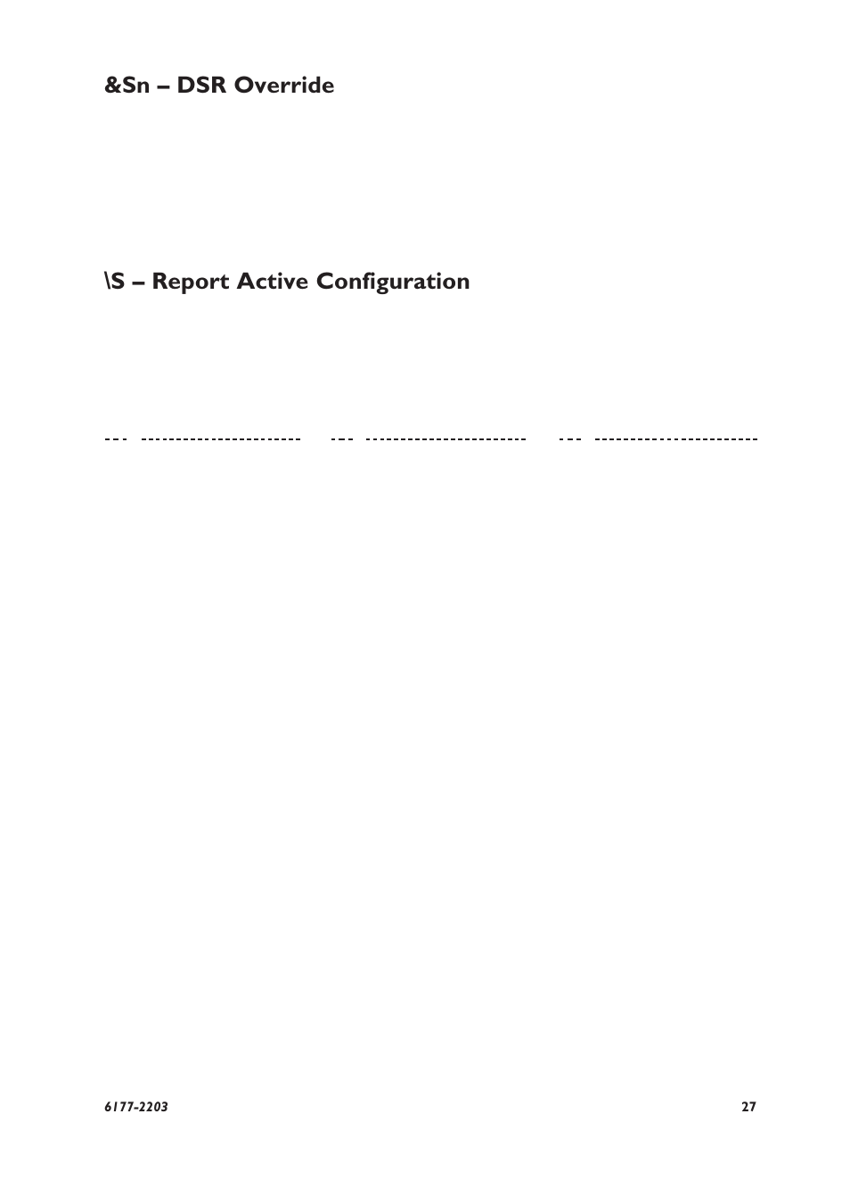 Sn – dsr override, S – report active configuration | Westermo TD-22 User Manual | Page 26 / 51