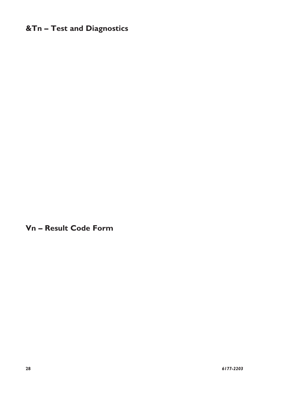 Tn – test and diagnostics, Vn – result code form | Westermo TD-22 User Manual | Page 27 / 51