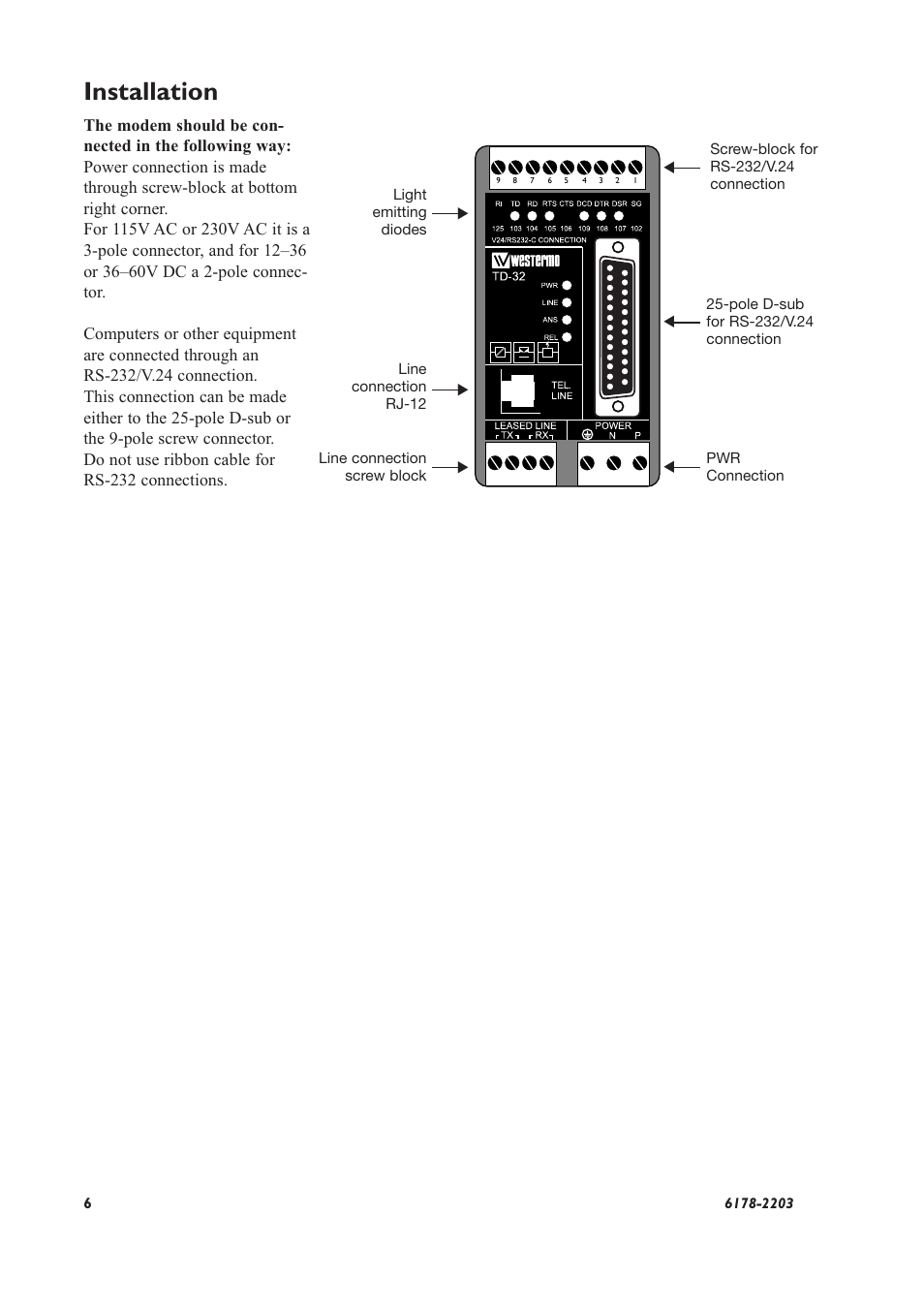 Installation | Westermo TD-32 User Manual | Page 6 / 56