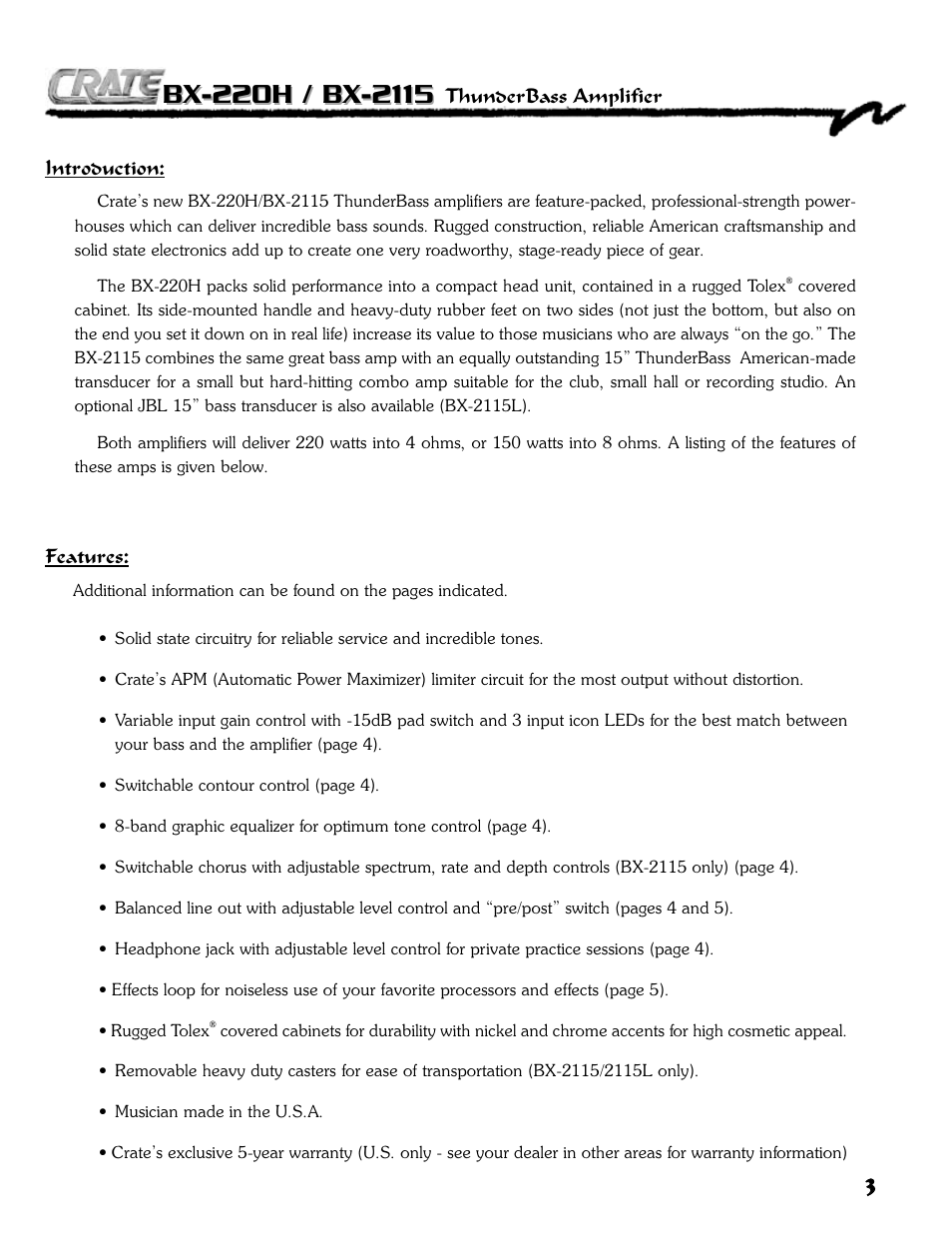 Crate Amplifiers BX-2115 User Manual | Page 3 / 8