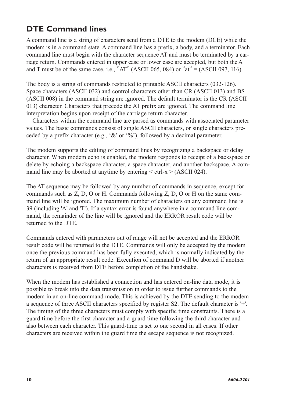 Dte command lines | Westermo TF-300 User Manual | Page 10 / 20