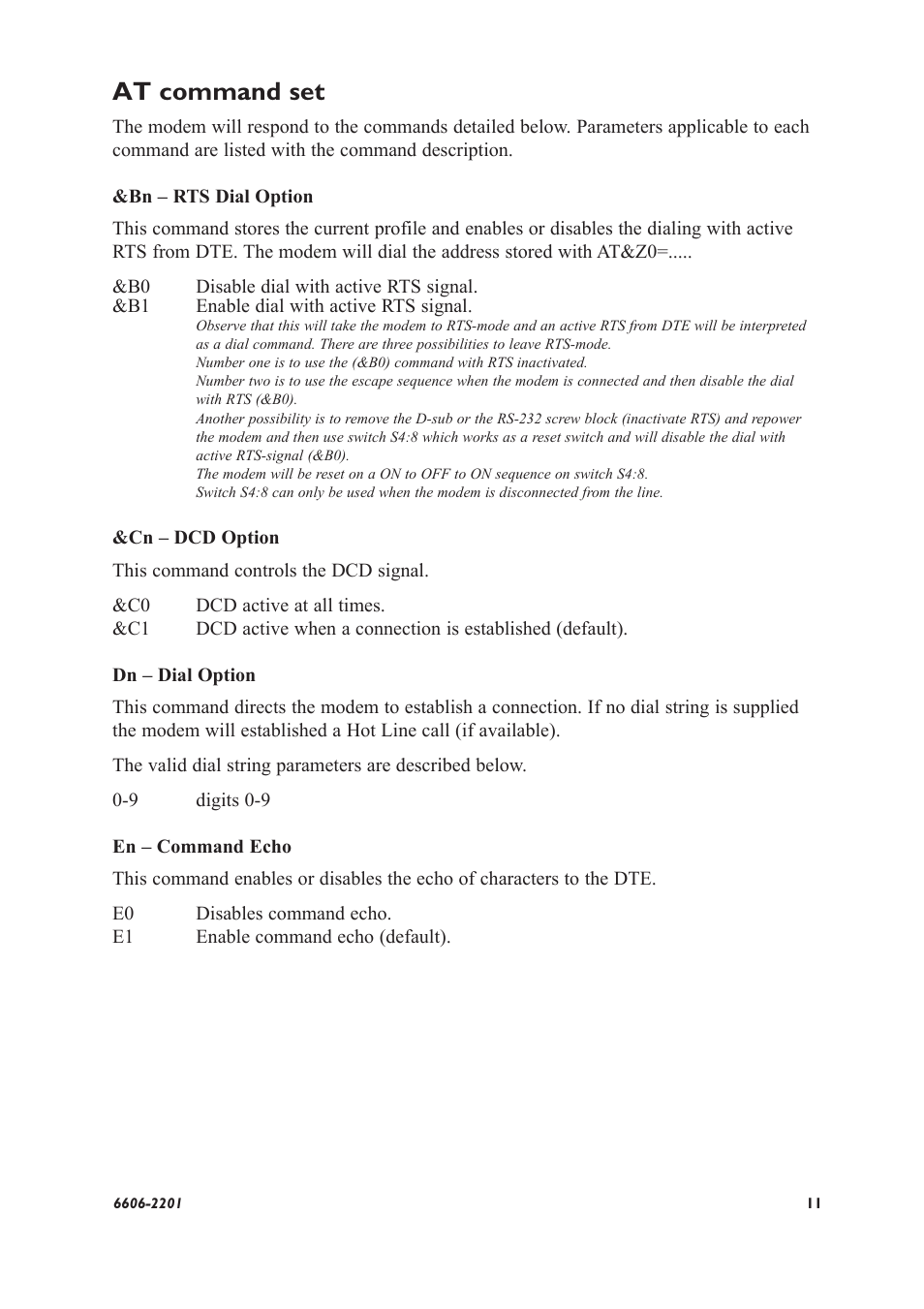 At command set | Westermo TF-300 User Manual | Page 11 / 20