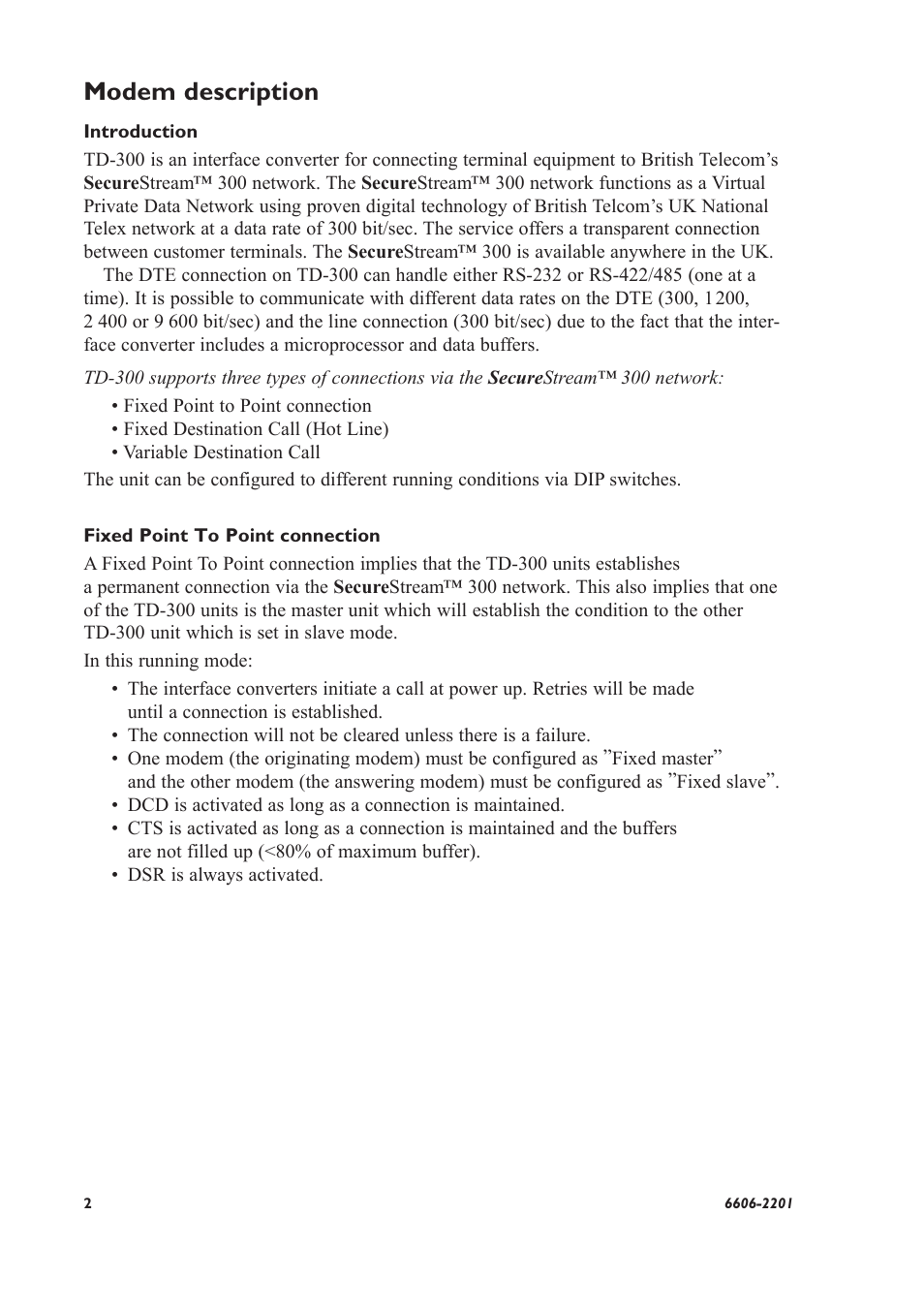 Modem description | Westermo TF-300 User Manual | Page 2 / 20