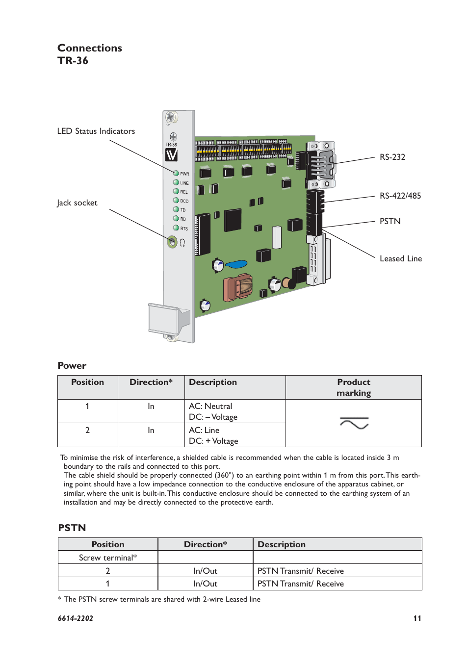 Connections tr-36 | Westermo TR-36 User Manual | Page 11 / 36