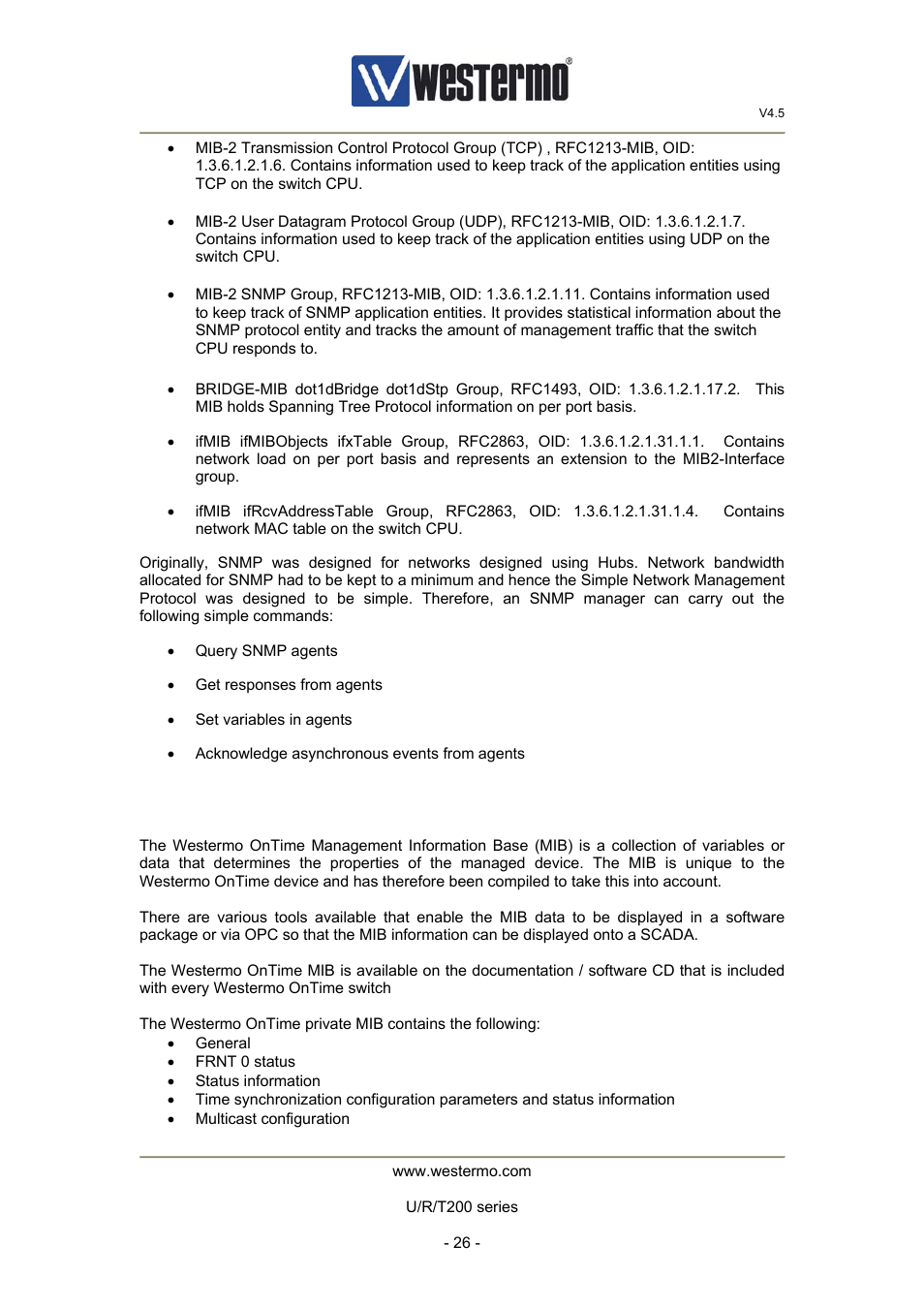 1 westermo ontime private mib information | Westermo U200 Operator manal User Manual | Page 26 / 48