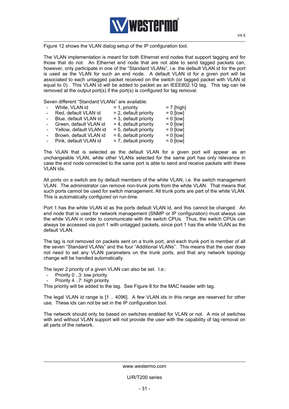 1 standard vs. additional vlans | Westermo U200 Operator manal User Manual | Page 31 / 48