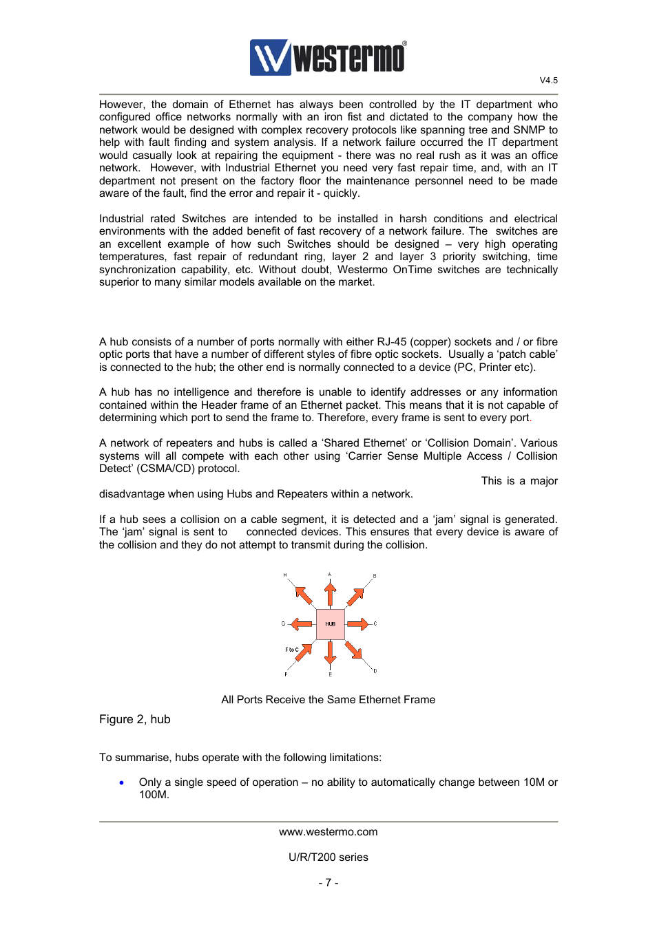 3 switches vs. hubs | Westermo U200 Operator manal User Manual | Page 7 / 48