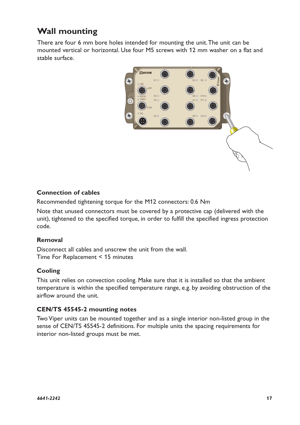 Wall mounting | Westermo Viper-x12 User Manual | Page 17 / 24