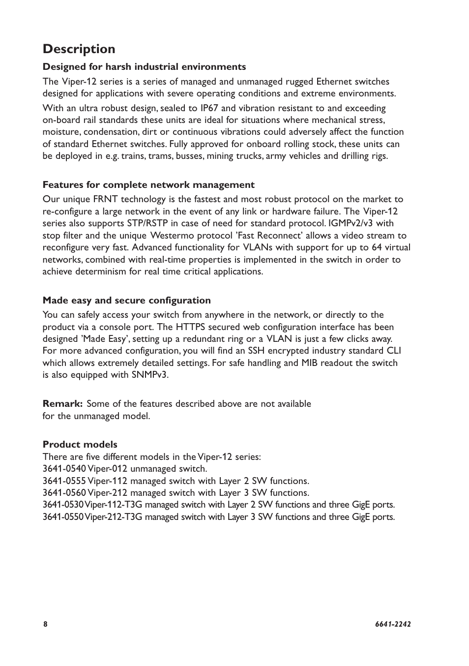 Description | Westermo Viper-x12 User Manual | Page 8 / 24