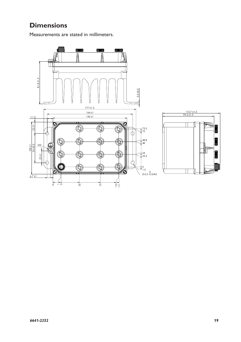 Dimensions, Measurements are stated in millimeters | Westermo Viper-x12-p8 User Manual | Page 19 / 20